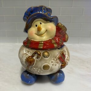 Festive Snowman Cookie Jar - Multicolor